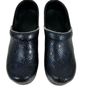 Dansko Professional Clogs Leather Blue Black Medallion Floral Print EUR 36